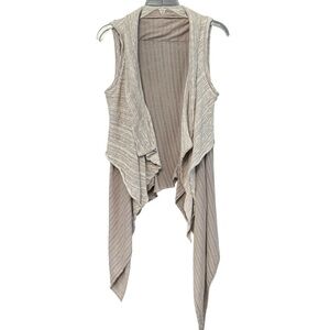 Anthropologie Waterfall Drape Vest M Taupe Open Front Textured Knit Sleeveless